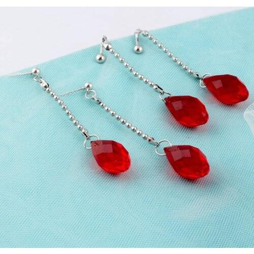 1 Pair Anime Hunter X Hunter Kurapika Earring Stud Dangle Cosplay Prop Handmade Red 2021