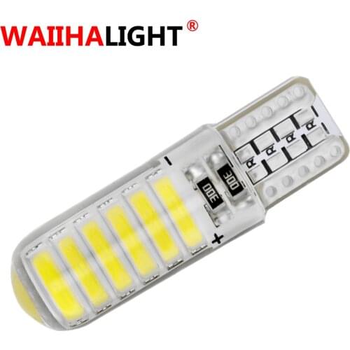 1pcs T10 LED Light W5W Silicone LED 12 SMD LED 194 W5W Car Side Wedge Light Lamp Bulb White Door Dome Light Car Styling 12V
