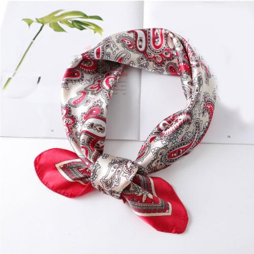 Retro Cashew Print Women Square Scarf 60*60cm Bandana Satin Silk Scarf Neckerchief 1PC Female Decorative Headscarf Hair Tie Band