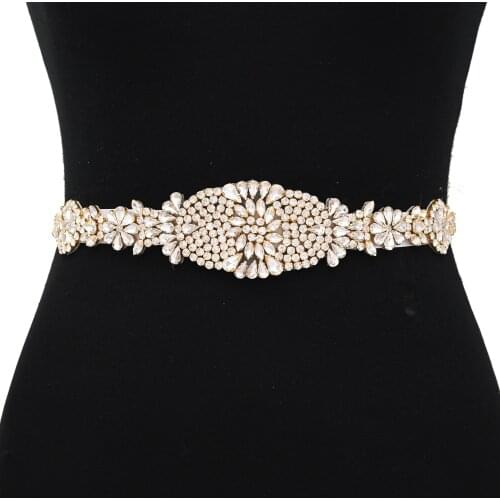 100% Handmade Sparkly Gold Bridal Belts Golden Diamond Bridal Wedding Dresses Belts for Women Wedding Waistband Belt Bridal Sash