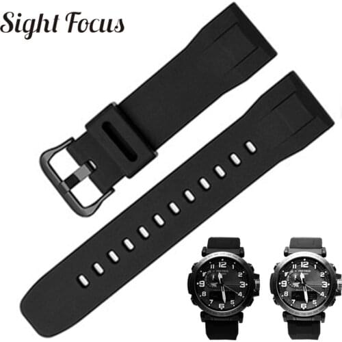 24mm Black Rubber Watch Strap for Casio PRG-600/600Y Wachband PRW-6600 Watch band 24mm Casio Belt Uhrenarmband Waterproof