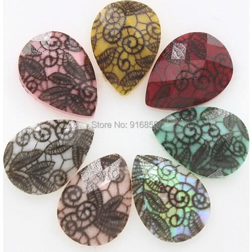 30pcs 10*14mm Exquisite drop flatback lace resin rhinestone beads,resin stones for DIY deco