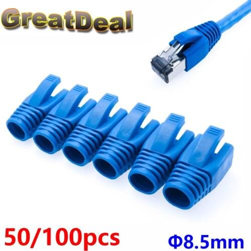 50/100pcs Blue Cat7 RJ45 Plug Ethernet Network Cable Strain Relief Boots RJ45 plugs Socket Caps RJ45 Connector HY1535