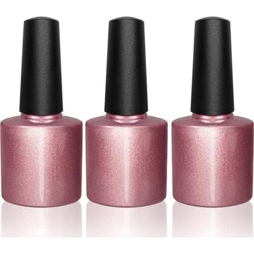 8ml Empty Rose gold Glass Nail Polish Bottle Flat shape With brush lid Paint Glue Containers Nail Art