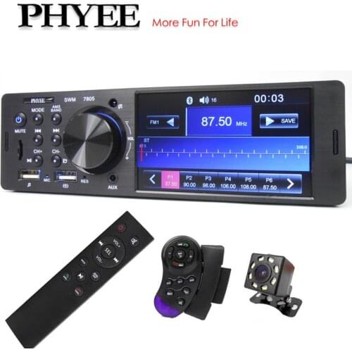 1 Din Car Radio Bluetooth 4.1" HD MP5 Player TF USB Fast Charging Aux Multicolor Backlight Audio Video System ISO Head Unit 7805