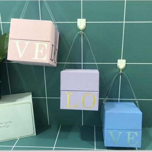 1pc Valentines Day Paper Gift Box Pink LOVE Candy Dragee Cake Box Wedding Party Gift Bags Packaging Warpping Paper Bags