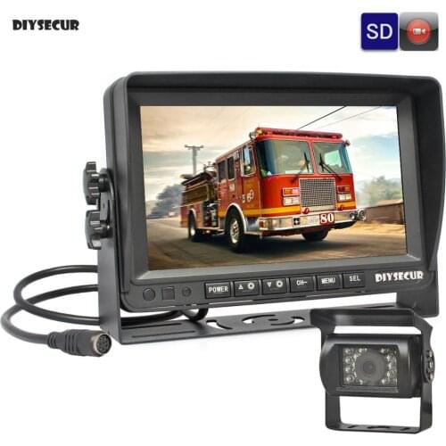 DIYSECUR AHD 7" IPS LCD Car Monitor Rear View Monitor Waterproof IR 960P AHD Camera Support SD Card Video Recording