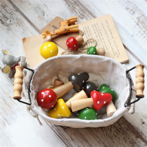 Cute Ornaments Miniatures 3pcs Mini Wood Mushroom DIY Crafts Desktop Decoration Home Decor Ornament For Children Room Decor