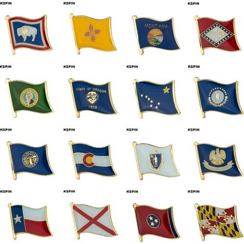 U.S.A Flag Laple Pin Badge Montana Arkansas New Mexico Wyoming Washington Oregon Alaska