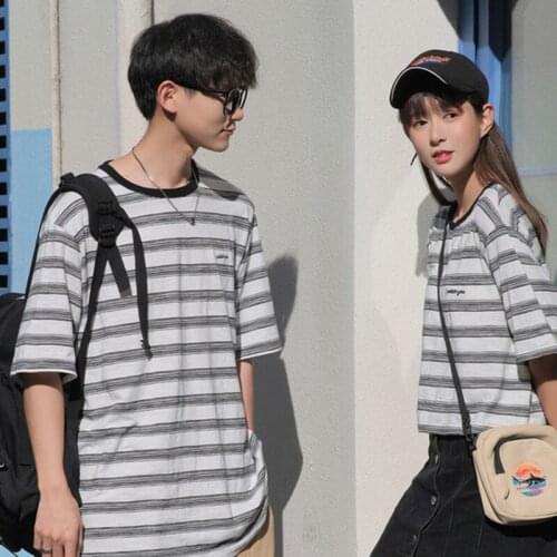 Summer Couple Style Black White Striped Unisex T-Shirt Oversized Loose High Quality Casual Funny Hip Hop Fashion Streetwear Tops