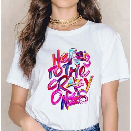 Shirts Women Top Letter Printing T-shirt Modal Harajuku Womens T-shirt Casual Fashion Slim Summer O-neck Short-sleeved T-shirt