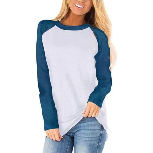 Harajuku T-shirts Women Casual Round Neck Color Matching Long Sleeve Casual Loose Streetwear T-shirt Tops Mujer Camisetas