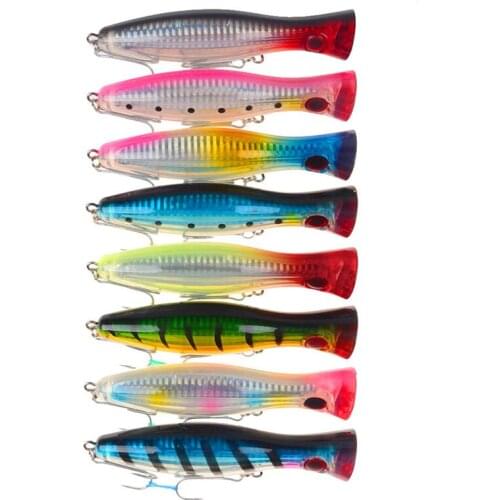 Artificial Popper ABS Plastic Hard Bait Bionic Bait Fishing Lures 8Colors 12cm/40g 3D Eyes Wobbler 2# With Double Circle Hook
