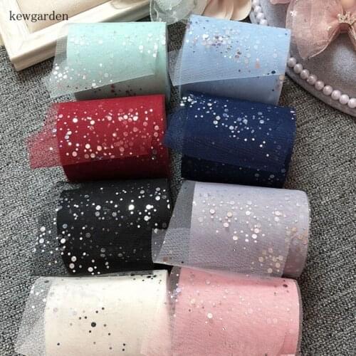 Kewgarden Laser Dot Gauze Voile Ribbons 10cm DIY Bowknot Hairpin Hair Accessories Satin Ribbon Handmade Tape Riband 25 Meters