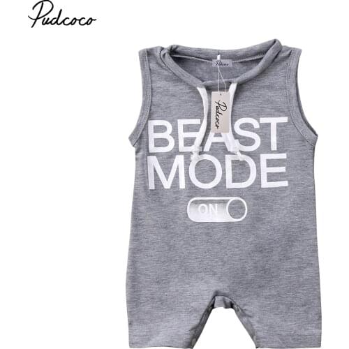 2018 Brand New Newborn Toddler Infant Baby Boy Letter Printed Romper Loose Jumpsuit Outfits Summer Sleeveless Sunsuit Clothes