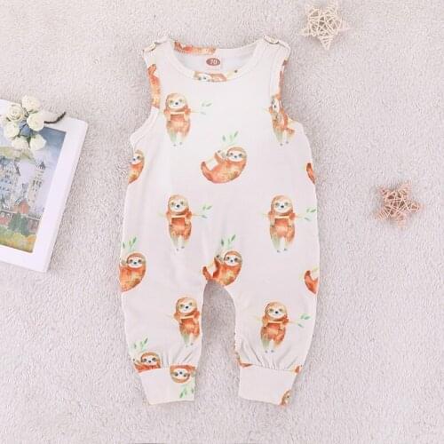 Newborn Infant baby boy girl rompers cute cartoon animal sloth Children Summer bebe kids clothes boys girls jumpsuit