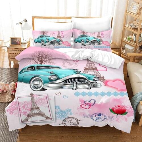 Eiffel Tower Paris Duvet Cover Nordic Bed Cover Comforter Set King Size Quilt Cover Romantic Valentines Day Kawaii Bedding Set