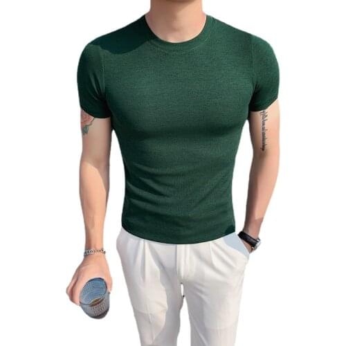 Best Seller Mens T Shirts Spring and Summer New Slim Bottoming Shirt Round Neck Solid Color Casual Short-sleeved T-shirt