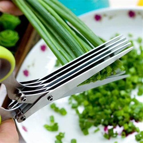 Stainless Steel Onion Cutter Multi-layer Green Onion Scissors Multifunctional Kitchen Scissors Herb Seaweed Spice Scissors