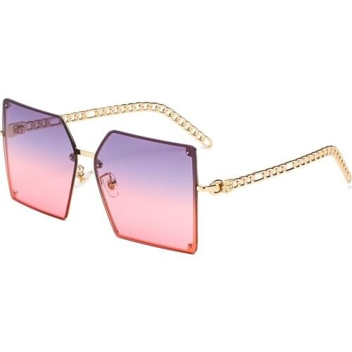 Trendy Big Frame Chain Leg Sunglasses Fashion Street Shooting Cover Face Sunglasses
