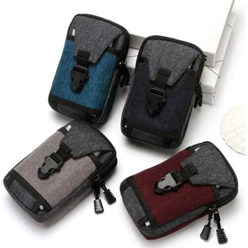 Men Waist Bag Casual Canvas Patchwork Travel Pursue Waterproof Zipper Waist Pack Multifunction Male Phone Card Holder