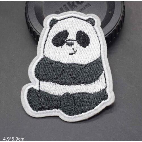 Cartoon Super Lovely Big Size Full Embroidery Panda Animal Iron On Embroidered Clothes Patches For Clothing Wholesale Set