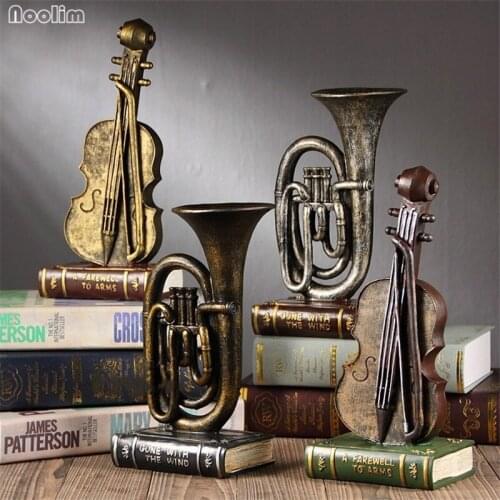 NOOLIM Resin American Musical Instrument Furnishings Office Living Room Bedroom Tabletop Ornaments Home Bar Cabinet Cafe Decor
