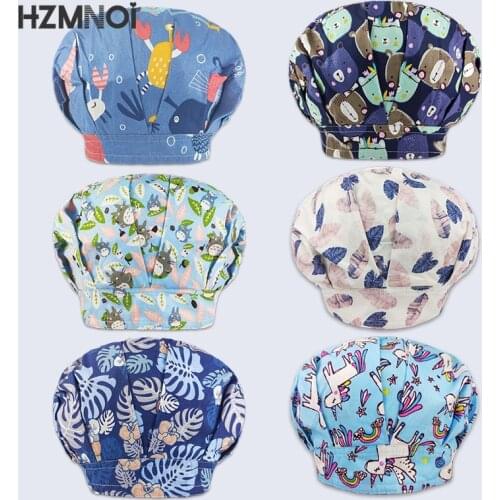 2021 New Cotton Cartoon Print Nurse Doctor Surgical Cap Laboratory Pet Hospital Beauty Salon Scrub Cap Unisex Chef Work Cap