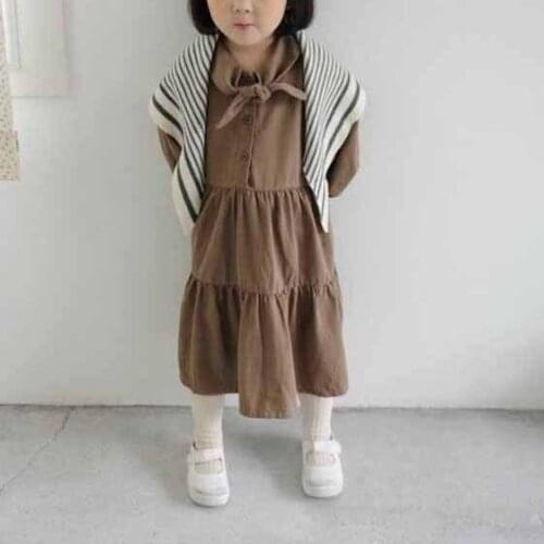 2020 spring new childrens clothing girl baby Japanese and Korean personality cake skirt tie knot doll dress