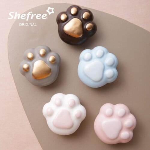 Cat Paw Ceramic Colorfull Children Handles Cabinet Knob for Furniture Drawer Knobs Cupboard Pulls With Screw