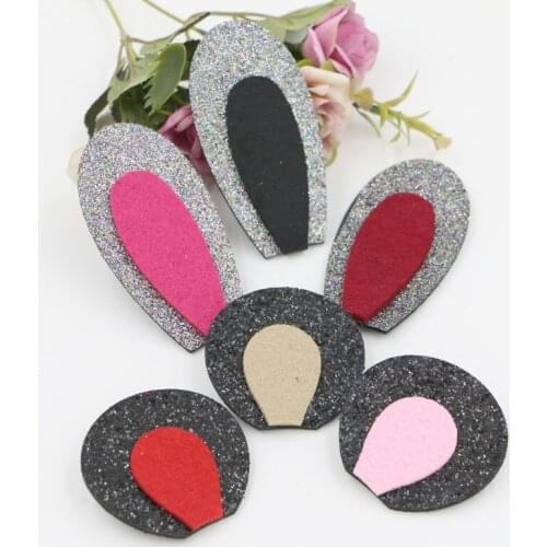 New Style Colorful Glitter Cartoon Rounds/Long Shape Handmade Non-woven Rabbits Ears Diy Jewelry Hair/Garments Accessory