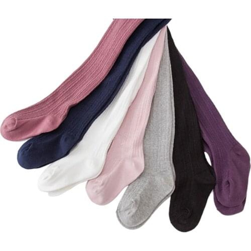 0-8Y Kids Girls Warm Tights Thick Elastic Waist Pantyhose Baby Girl Cotton Knitted Stockings Solid Pantyhose Children Clothes