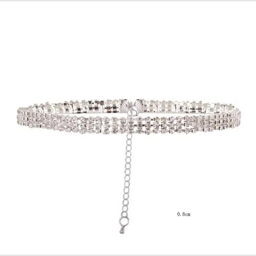 Cute Rhinestone Choker Necklace For Women Fashion Bridal Jewelry Elegant Rhinestone Chain Collar Choker Colliers Colar 2 Sizes
