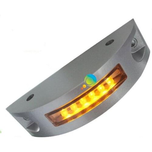 Flash mode CE RoHS approved aluminum shell semicircle yellow flashing light solar power LED road stud