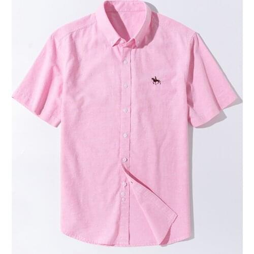 Summer Short Sleeve Turndown Collar Regular Fit New Oxford Fabric 100% Cotton Excellent Comfortable Business Men Casual Shirts