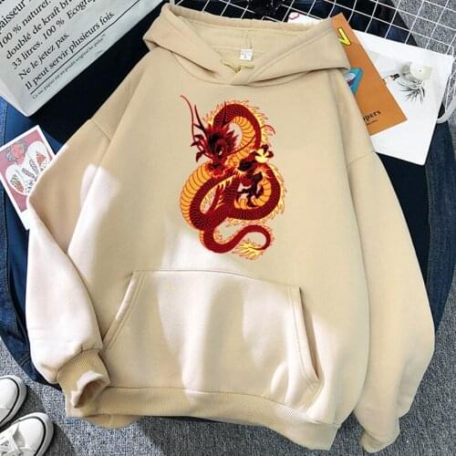 Dragon Print Cartoon Vintage Casual Fashion Punk Plus Size Hip-hop Long-sleeved Women Gothic Ins Long-sleeved Hooded Sweatshirt