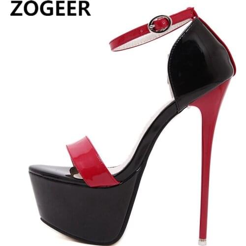Large Size 46 Summer Women Sandals Sexy Extreme High Heels 17CM Flip Flops Platform Sandals Luxury Red Party Wedding Shoes Woman