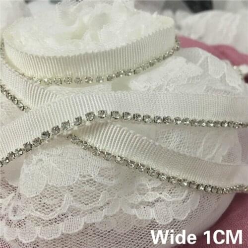 1CM Wide Stylish Glitter Diamond Beaded Handmade Lace Applique Garment Collar Ribbon Edge Trims Prom Dress DIY Sewing Craft