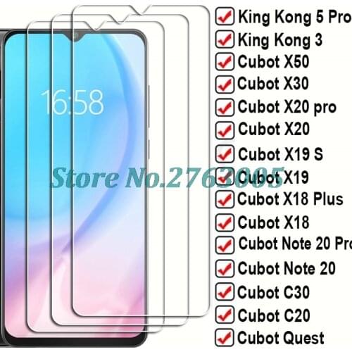 3PCS Tempered Glass Cover For Cubot J5 J7 Note 20 R15 R19 P20 P30 P40 C15 C20 C30 King Kong 5 Pro X30 X19 S Screen Protect Film