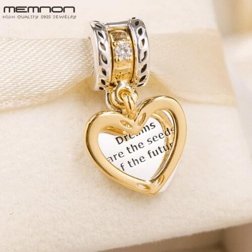 New dangle hearts charms 925 sterling silver Future Hanging charm fit Bracelet Necklace pendants DIY for women Memnon Jewelry