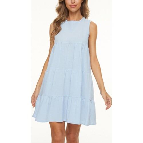 Women Fashion Dress Solid Color Loose Casual Ladies Round Neck Simple Dress for Shopping Loose Hem blusas mujer de moda zevity