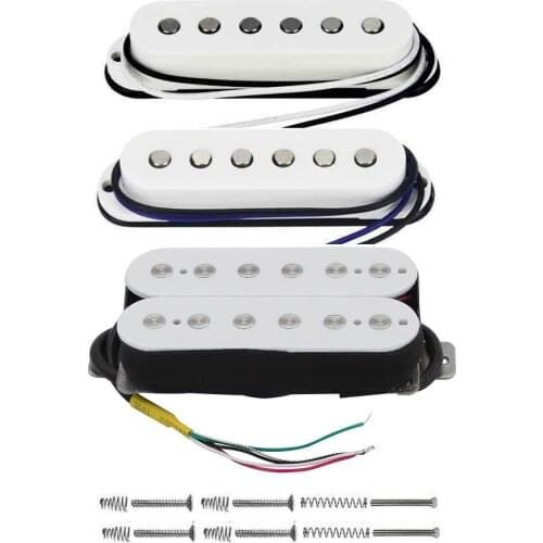 FLEOR 3pcs/Set Alnico 5 Single Coil Pickup & Double Coil Humbucker Pickups for SSH Guitar,White