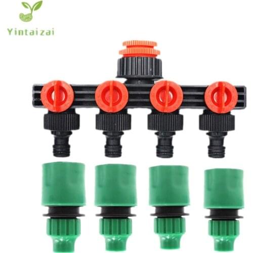 1PC 4-Way Garden Tap Splitter With Quick Connector Garden Hose Lock Connector Splitter Adaptor Garden Watering Fittings