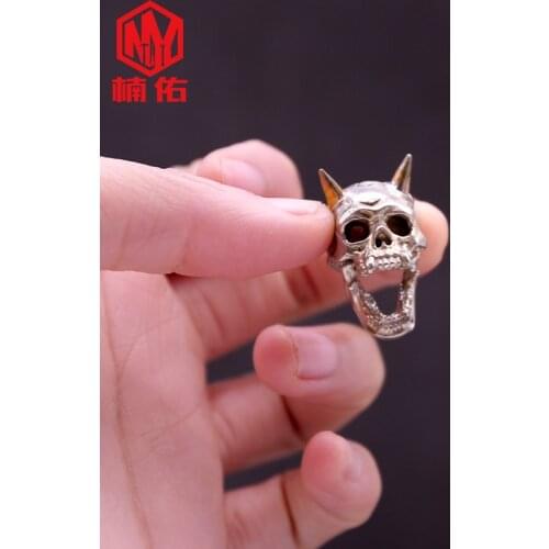 1PC EDC Paracord Beads Devil Duke Retro Brass Copper Lanyard Pendants Knife Beads Umbrella Rope Cord Necklace Bracelet Beads