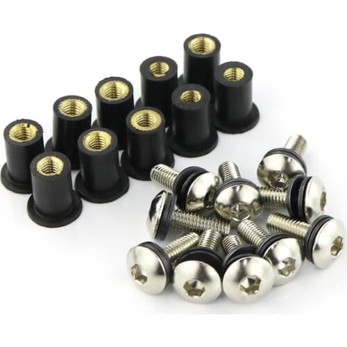 For Honda Suzuki Yamaha Kawasaki 10 Pcs M5*16 Motorcycle Accessories Windscreen Windshield Wind Deflectors Bolts Kit Screw Steel