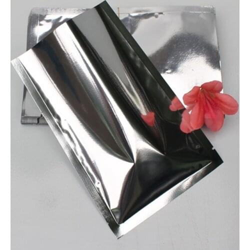 100pcs Small Silver Open Top Plating Aluminum Foil Bag Heat Seal Food Packaging Vacuum Bag Aluminizing Foil Plastic Bag Pouch