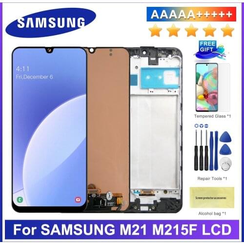 100% Test AMOLED 6.4" display For Samsung Galaxy M21 M215F LCD Display With Touch Screen Digitizer M215F/DS LCD Assembly