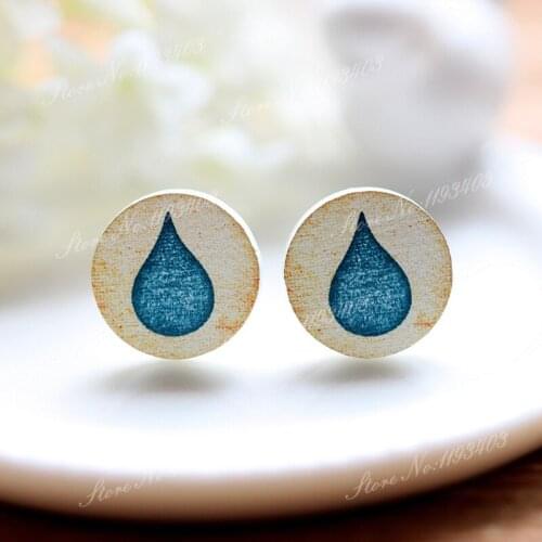 16mm Raindrop Round High Quality Photo Wood Laser Cut Cabochon to make Rings, Earrings,Bobby pin,Necklaces, Bracelets-(WEH-72)