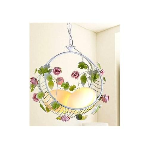 46CM GALSS Iron white pendant lights Novelty cradle rustic bedroom pendant light child light residential lighting flower ET16