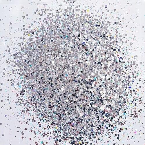 500g/Bag Silver Glitter Diamond Chunky Metallic 1/128-1/24 Mixed Chrome 0.2-1mm Holographic Nail Art Glitter Flakes #PD21-2021EW